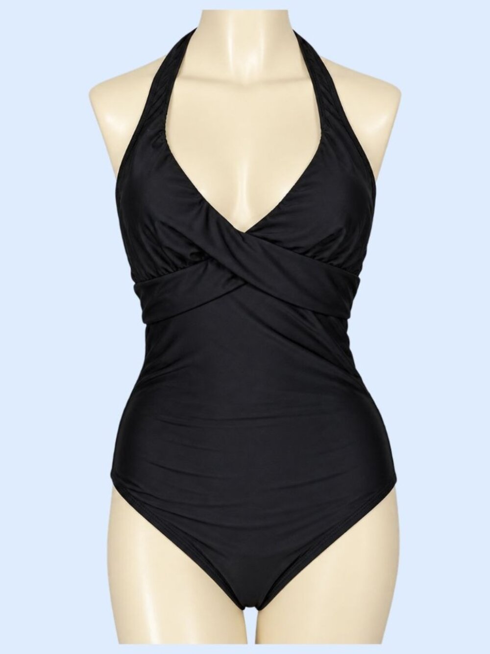 Talbots one piece halter style wrap bust black swimsuit size 8